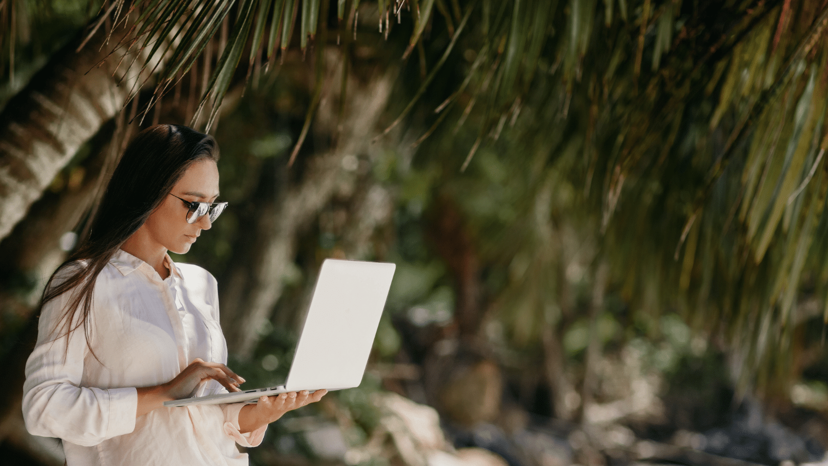 Remote Work Girl on Laptop in Costa Rica
